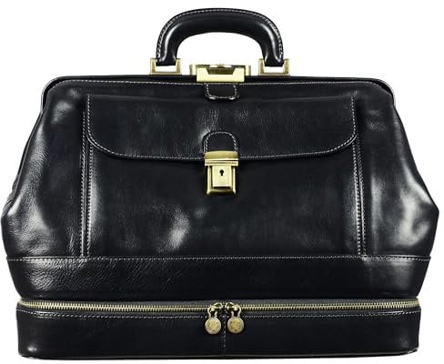 Time Resistance Arzttasche Leder - Arztkoffer - Doktortasche - Aus 100% Leder - Aktentasche für Ärzte - Businesstasche