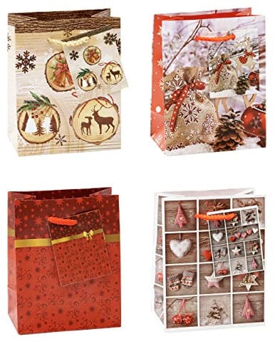 TSI Geschenktüten WEIHNACHTEN SERIE 9, 12er Packung, Größe: Klein (HxBxT 14 x 11 x 6,5 cm), Art. Nr. 83029