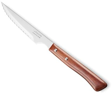 Arcos Cuchillos Mesa - Cuchillo Carne Acero Inoxidable Nitrum, Hoja, Mango marrón Madera -Erie Mesa, Duradero y Apto para lavavajillas (7'')