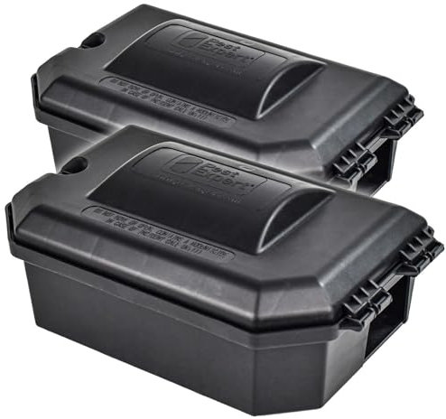 Pest Expert Heavy Duty Rat & Mouse Poison Outdoor Bait Boxes (x2) Large, Secure & Lockable Bait Stations for Rat Poisoning Super Strength Blocks, Grain & Pasta Bait, Industrial Strength, Key Included