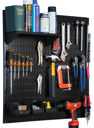 Wall Control 30-WGL-200 BB Kit de rangement d'outils en métal avec panneau perforé noir et accessoires noirs