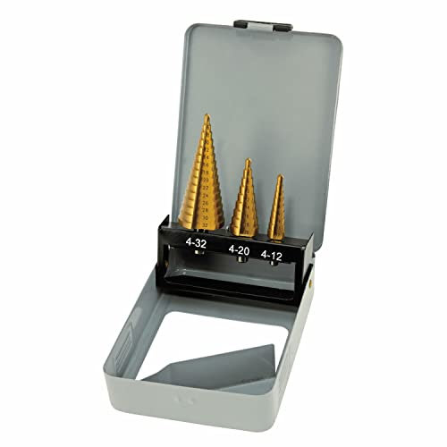 HM Stufenbohrer-Satz 3-Tlg. 4-32 mm Blechschälbohrer Bohrer-Satz Kegelsenker