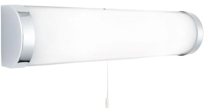 Licht-Erlebnisse Wandlampe Küche mit Zugschalter IP44 Glas Metall blendarm Modern B:40 cm E14 2-flammig Spiegelleuchte Bad Badezimmer Wandleuchte Wandbeleuchtung Innen