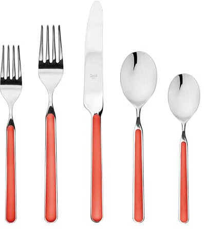 Mepra Fantasia 20 Piece Kitchen Set - New Coral Finish Handles Dishwasher Safe Cutlery