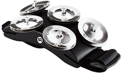 Meinl Percussion cajón CFT5-BK pie de acero inoxidable pandereta con campanas y marco de madera de densidad media negro