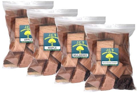 J.C.'s Smoking Wood Products J.C. 'S Rauchen Holz Chunks – 4 Pk L Größe Tasche von Apple, Ahorn, Mulberry, Wild Black Cherry