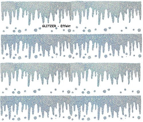 alles-meine.de GmbH 240 cm Fensterbilder - Glitzer/Glitter - Eiszapfen/Eiskristalle/Winter - statisch haftend - Weihnachten/Schnee - selbstklebend + wiederverwendba..