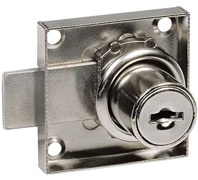 Amig - Cerradura para Cajones y Puertas de Muebles Mod.1A1 + 2 Llaves Mod.371 - Para Cajoneras y Armarios de Hogar u Oficina - De Acero Niquelado - Segura y Fácil de Instalar