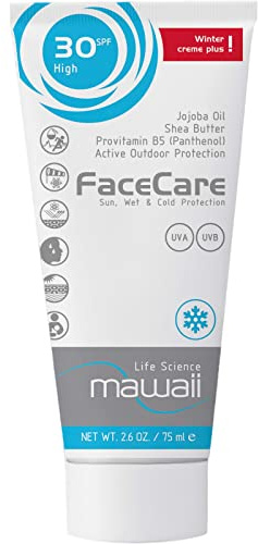 Mawaii FaceCare Wintersport & Skilaufen Gesichtspflege 30 SPF - 75 ml - Aloe Vera Wasserfest und Schweißfest, empfindliche Sonnencreme, ideal for Outdoor und Sport