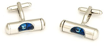 lillybox Manschettenknöpfe Cufflinks in Geschenkbox silberfarben blau mit Wasserwaage 067