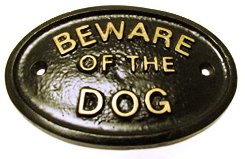 BEWARE OF THE DOG WALL/GATE PLAQUE BLACK - KEEP UNWANTED PEOPLE AWAY