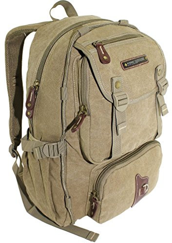 NEU Rucksack AOKING Canvas Wanderrucksack OUTDOOR Daypack Sportrucksack 3 Farben (beige)