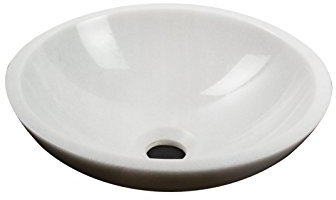 Waschbecken Waschschale rund 100% weiss Marmor Aufstazwaschbecken Handwaschbecken Naturstein, Durchmesser 34-35cm