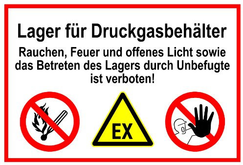 Hinweisschild - Lager für Druckgasbehälter - Kunststoff - 20 x 30 cm