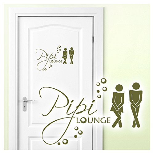 Grandora Wandtattoo Sprüche PIPI Lounge Mann Frau I olivgrün 27 x 18 cm I WC Türaufkleber Piktogramm Bad Badezimmer Wandaufkleber Wandsticker W755