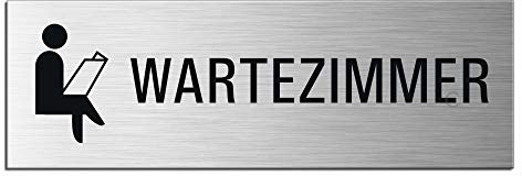 Schild Wartezimmer Türschild 240 x 80 mm Türschild Aluminium selbstklebend Nr.26018-S