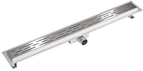 tectake® Edelstahl Duschrinne, Abfluss Dusche, Bodenablauf Dusche, begehbare Dusche, Ablaufrinne, Duschablauf, Duschabfluss Rinne mit Siphon, Sieb und Geruchsstopp - Duschrinne 80cm