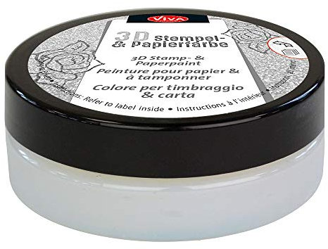 Viva Decor®️ 3D Stempel- & Papier-Farbe (Transparent, 50ml) Stempelfarbe für Papier, Karton, Stempelkissen - Bastelfarbe für Hochzeit, Scrapbook, Kinder uvm.
