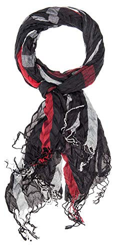 Schwarz-weiß-rot karierter Herren Damen Schal Tuch, 184 x 65 cm