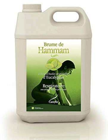 Camylle - Brume de Hammam Eucalyptus - Fragrances à base d'Huiles Essentielles pour Hammams, Bains de Vapeur ou Douches Hammam - Respiratoire aux arômes frais et pénétrants - 5000ml
