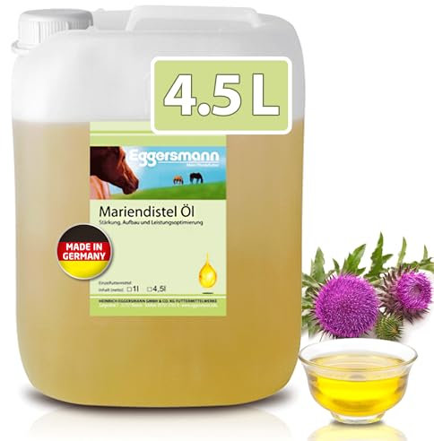 Eggersmann Mein Pferdefutter Mariendistel-Öl 4,5 l - Kaltgepresstes Mariendistelöl für Pferde - Unterstützt den Fellwechsel & das Immunsystem - Einzelfuttermittel mit Vitaminen & Mineralstoffen