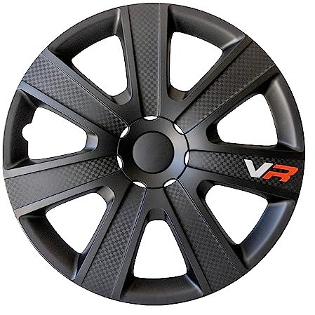 Alpena - VR Carbon Radzierblenden Premium Europa Made Felgenabdeckungen mit 3-Stufen-Rückhaltesystem Langlebige Radkappen 40.6 cm 4er Set, passend für die meisten Stahlfelgen, Schwarz