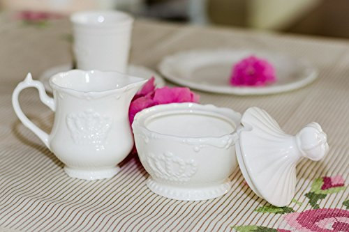 Werner Voß Sahnekännchen Milchkanne Kanne Krone weiß Shabby Chic Franske Landhaus Porzellan