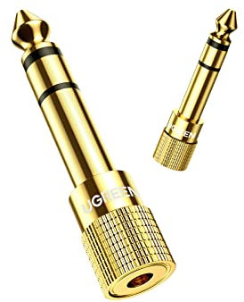 UGREEN Lot de 2 Adaptateur Jack 6.35mm Mâle vers 3.5mm Femelle Plaqué Or Adaptateur Prise Jack 6.35mm Audio Stéréo Compatible avec Piano Guitare Électrique Amplificateur Synthétiseur