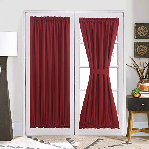 Aquazolax Solid Thermal Blackout Curtains for Patio Door, 54 W x 72 L, Red