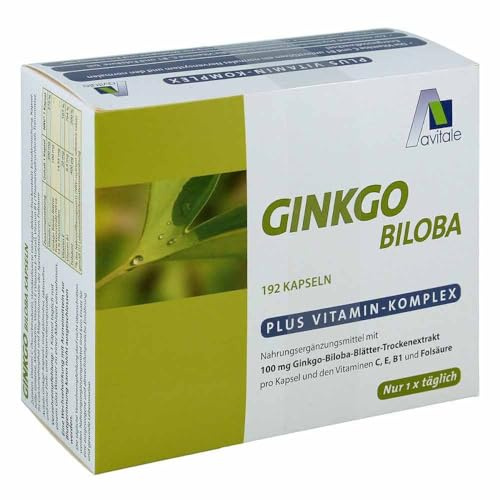 Ginkgo 100 mg + Vitamine C, E, B1 und Folsäure Kapseln 192 stk