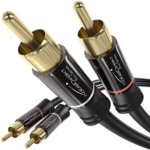 KabelDirekt – 10 m Cinch Kabel, Stereo Audio Kabel 2 x 2 Cinch besonders bruchfest & brillante Tonqualität (Koaxialkabel, RCA-Kabel, Subwoofer/Verstärker/HiFi & Heimkino/Blu-ray, analog & digital)