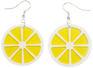 Miniblings Zitronenscheibe Zitrone Ohrringe Miniblings Hänger Lemon Frucht 35mm gelb