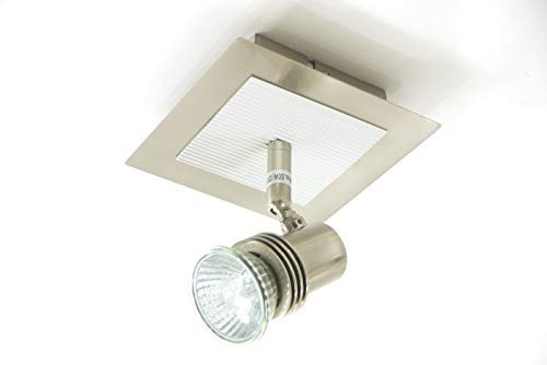 Dapo Strahler-Spot-Leuchte-Lampe OFFICE 1 flammig nickel mit Aluminium Zierplatte Fassung GU10 Decken-Wand-Spot Wand-Lampe