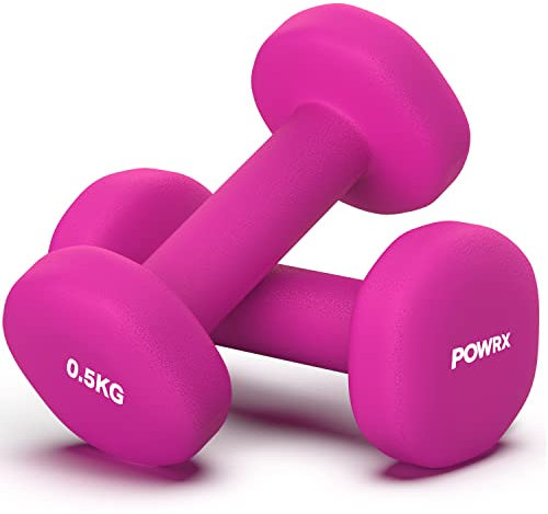 POWRX Neopren Hanteln Kurzhanteln 0,5kg Pink 2er Set I Hexagon, Gewichte, Kraftraining, Hantelset für Männer und Frauen, Fitness, Gewicht, Dumbbell, Weights, Dumbells dumbellset