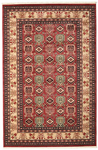 RugVista Kazak Simav Teppich, Mittelflor 200 x 300 cm, Rechteckiger Orientalischer, Oeko-Tex Standard 100, Polypropylene, Für Flur, Schlafzimmer, Küche, Wohnzimmer, Rot/Rost