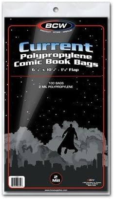 BCW Current Size Comic Bags,6-7/8 x 10-1/2 with 2 Flap - (100)