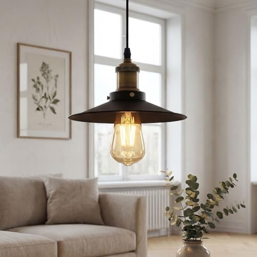 Licht-Erlebnisse Vintage LED Hängeleuchte Hampshire inklusive Leuchtmittel im Industrie Design, Schwarz Bronze, 22 x 22 x 12,5 cm, E27 Fassung, Retro, für Wohnzimmer, Schlafzimmer, Esszimmer