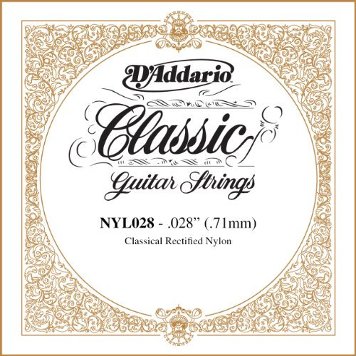 D'Addario NYL028, cuerda individual de nailon rectificada para guitarra clásica, .028