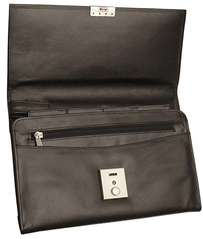 Jahn-Tasche â€“ A5 Reise-Dokumentenmappe/Reise-Dokumententasche, aus Leder, Schwarz, Modell 1021