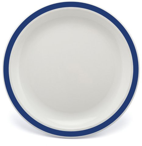 Harfield Duo Plate with Royal Blue Rim 23cm (Pack of 4) Virtually Unbreakable Reusable Polycarbonate Plastic Dishwasher Safe