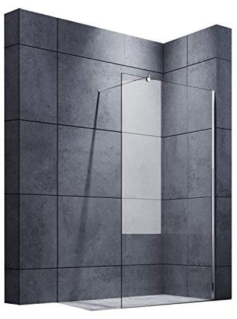 SONNI Walk in Box Doccia 80 x 200 cm, Parete Doccia Fissa in Cristallo 8mm, Vetro Trasparente Temperato Rivestimento Nano, Regolabile con Stabilizzatore