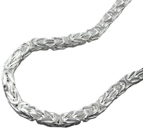 Kette Halskette schmale Königskette quadratisch diamantiert aus 925 Silber Collier Länge 45 cm Breite 3 mm