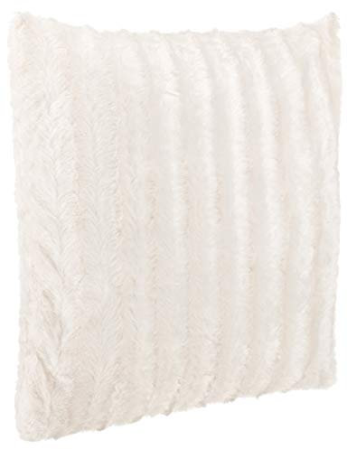 Brandsseller Hochwertiges Exclusives Fellkissen - Fellimitat Nerzoptik - besonders weich und kuschelig Kissen mit Füllung - Größe: 50x50 cm - Creme-Weiss