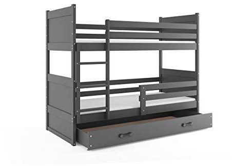 Etagenbett RICO für Kinder 190 x 80 graphit/graphit + Matratzen gratis