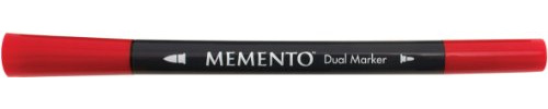 Tsukineko Memento Dual Tip Art Markers Red, Love Letter, Vibrant Colouring Pen for Artists, Archival, Water-resistant, for Stamping, Calligraphy, Water Colouring, Embossing, and Mixed Media