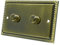 Georgian Antique Brass 2 Gang Dimmer 1000W - 10 Amp Double 2-Gang 2 Way 1000W Light Dimmer Switch