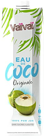 Vaïvaï - Eau de Coco Originale - 100% Pur Jus - Gourmande et Rafraîchissante - Sans Sucres Ajoutés - 1 Brique Tetra Pak d’1L