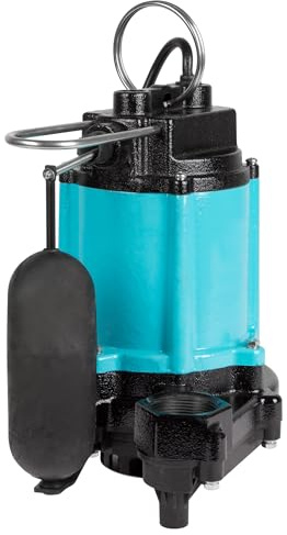 Little Giant 10EC-CIA-SFS 115-Volt, 1/2 HP, 4020 GPH Automatic Cast Iron Sump/Effluent Pump with polypropylene base, integrated snap-action float switch and 10-ft. cord, Blue, 510803