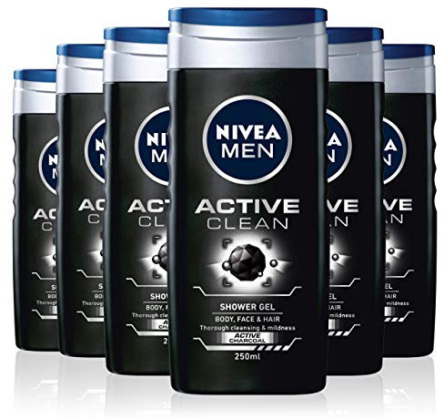 Nivea Men, Active Clean, gel doccia, confezione da 6