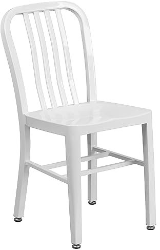 Flash Furniture Indoor-Outdoor Chair, Metal, White, 83.82 x 58.42 x 45.72 cm